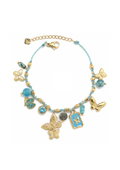 BRACELET FIL PAMPILLES DOUBLE PAPILLONS bleu
