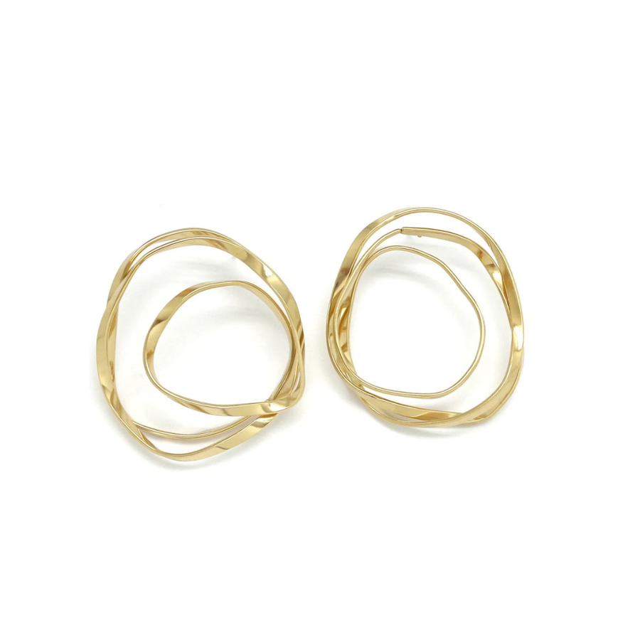 Boucles d’oreilles Ilona Double anneaux irréguliers