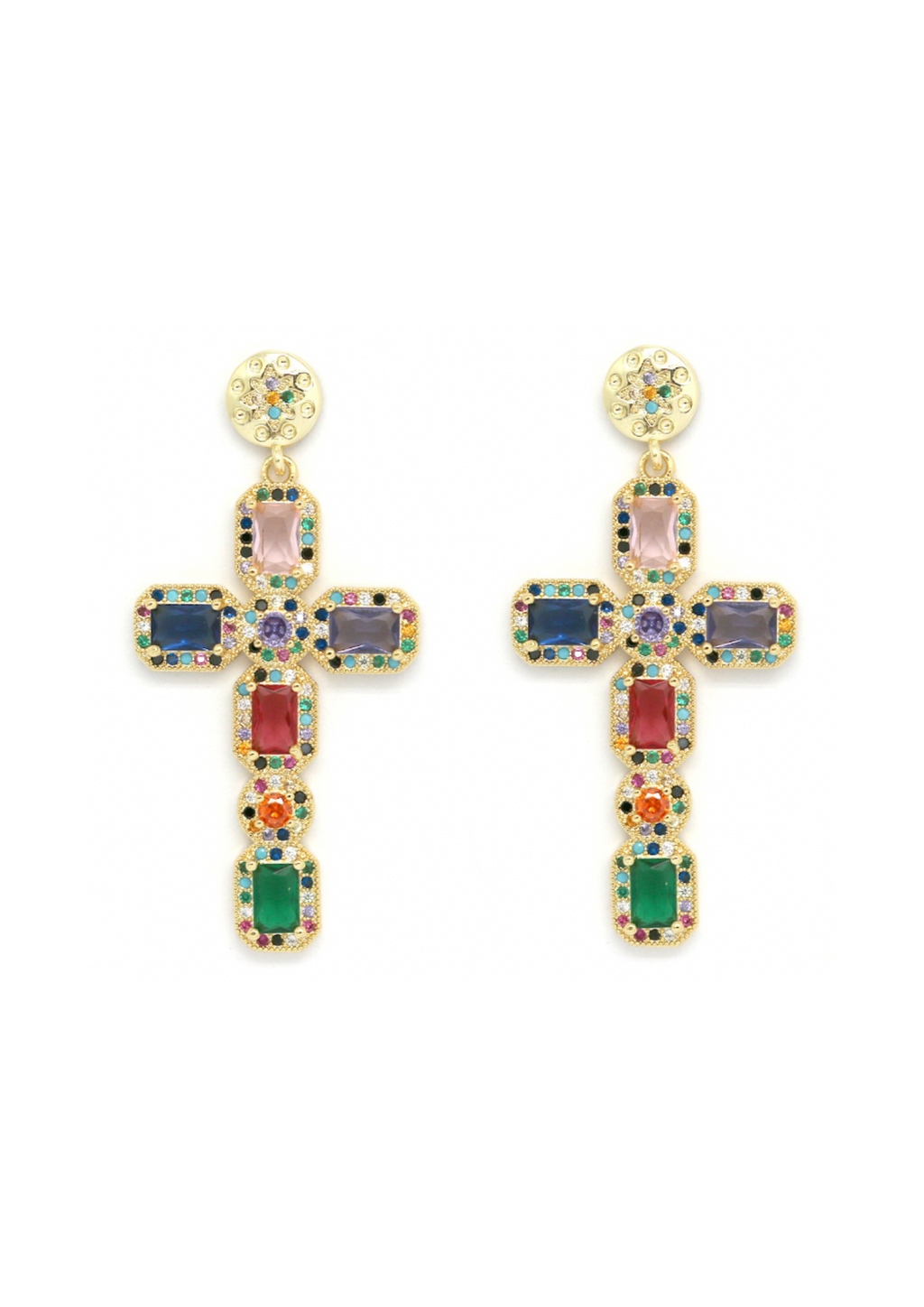 boucles d'oreilles croix strass