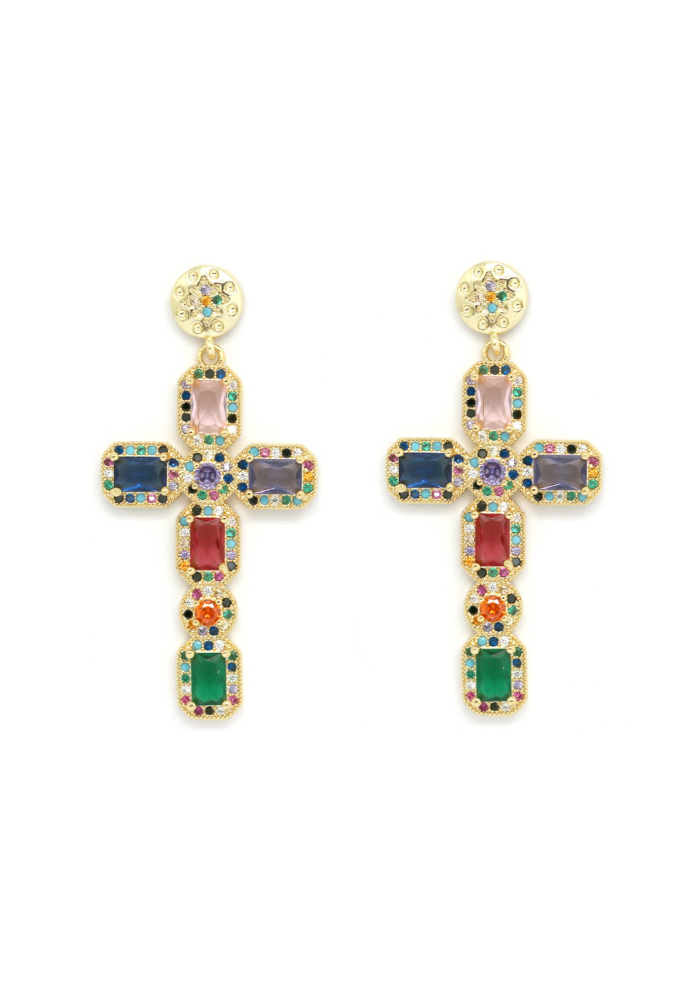 boucles d'oreilles croix strass
