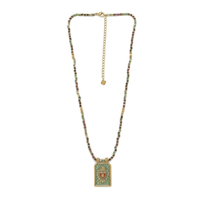 Collier Amalia pendentif plaque coeur