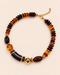 Collier résine chocolat & doré