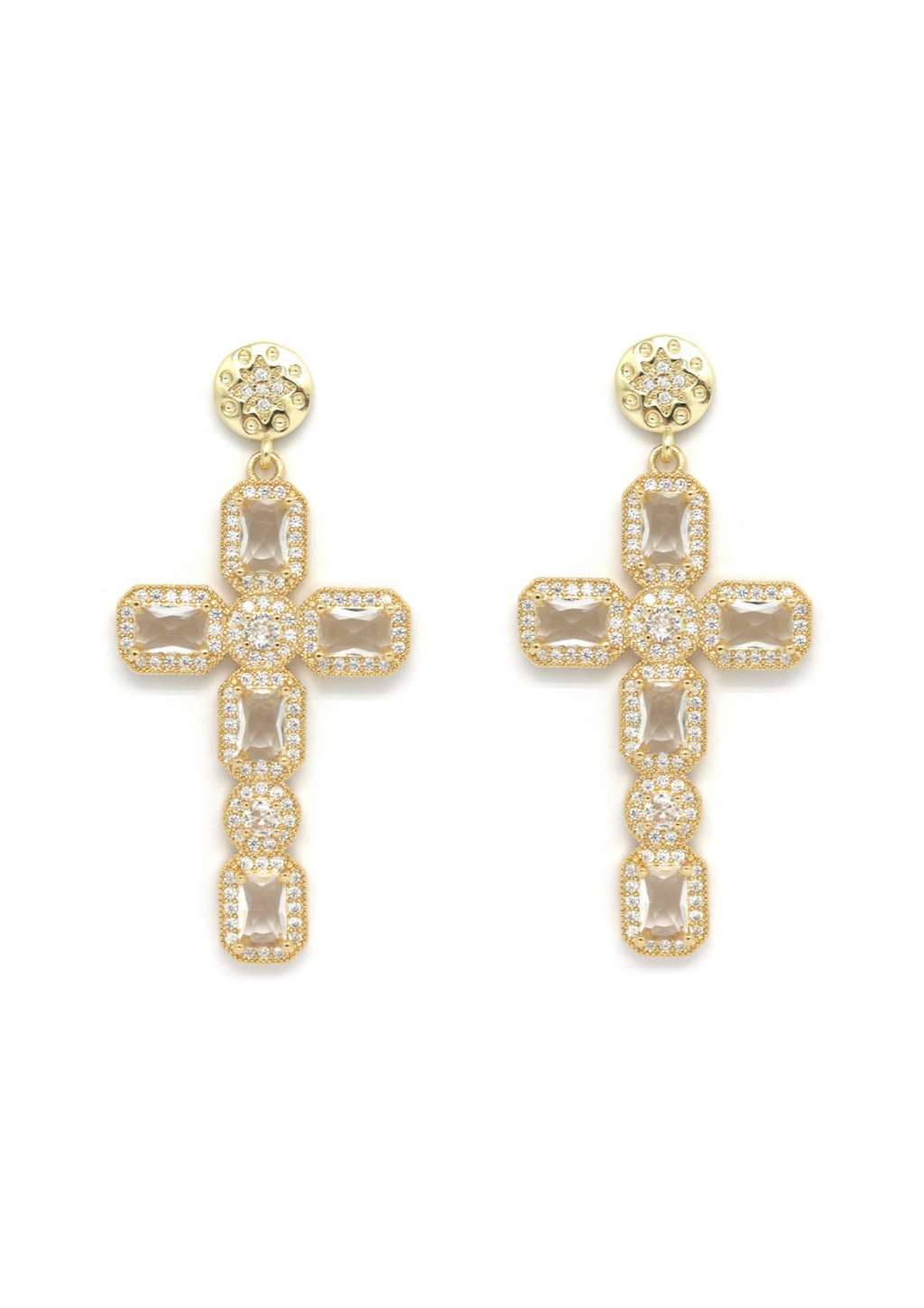 boucles d'oreilles croix strass