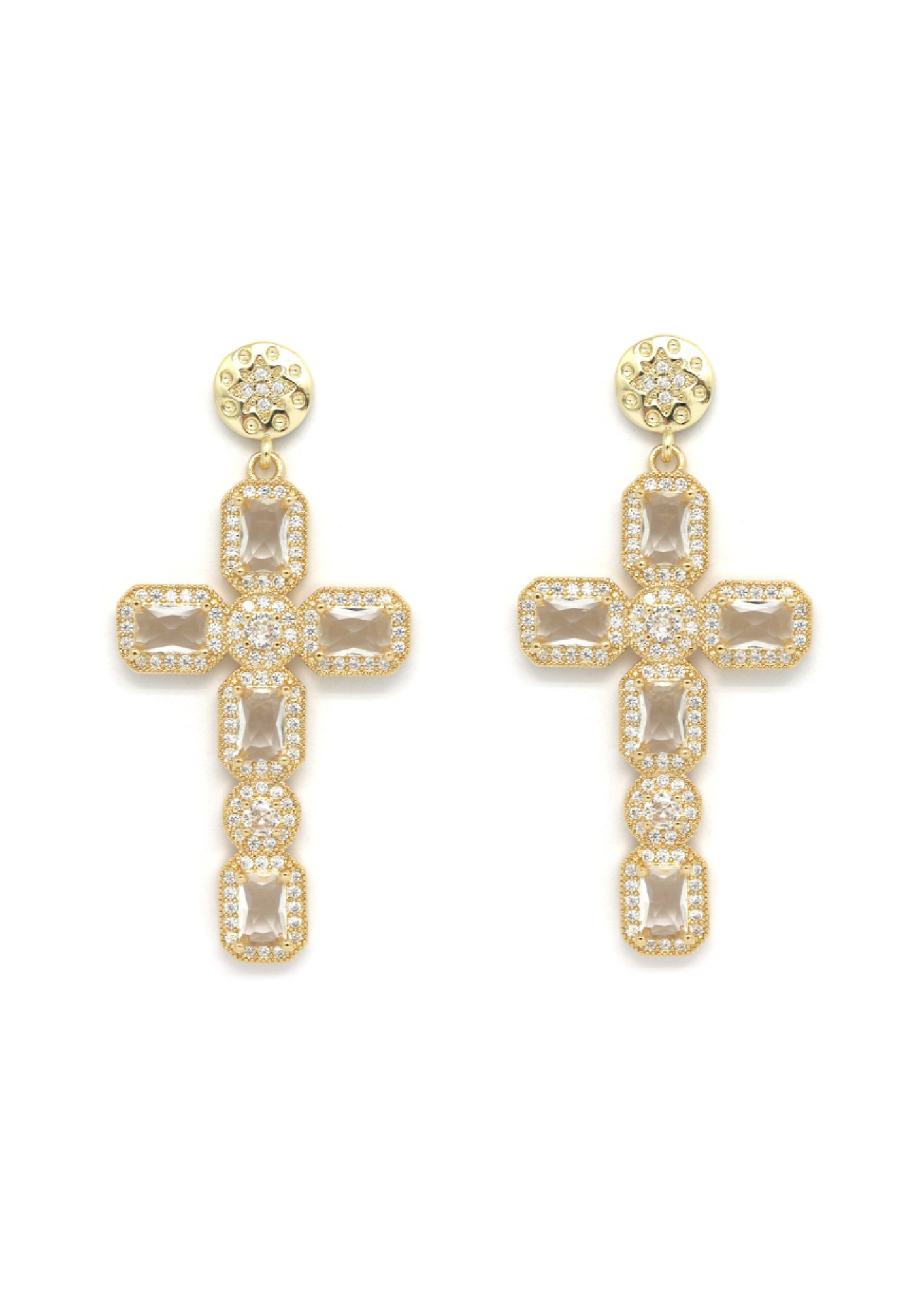 boucles d'oreilles croix strass