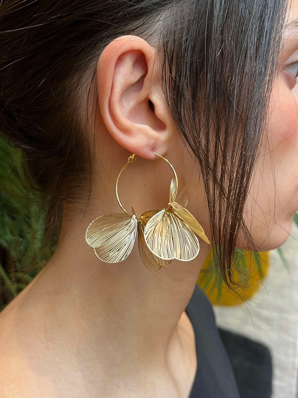 boucles d'oreilles créoles fleur DORÉ