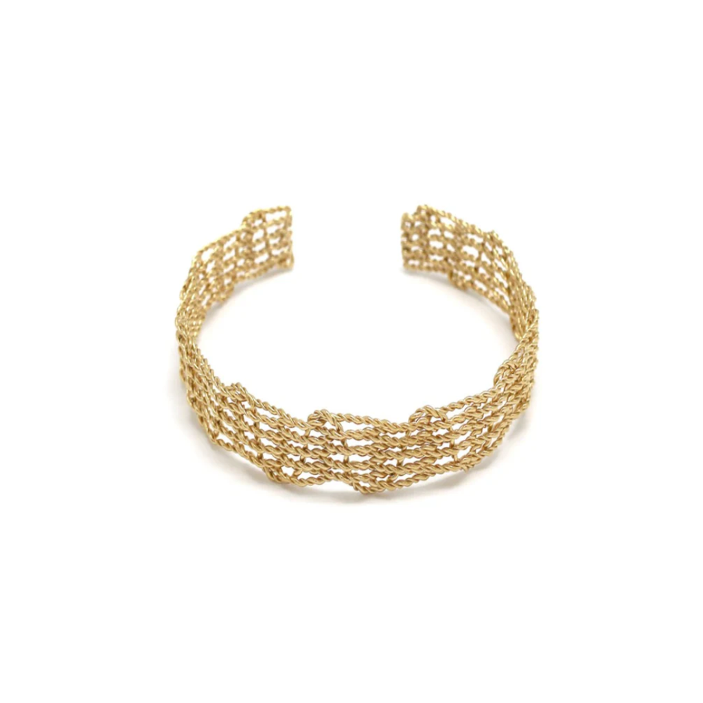 Bracelet jonc Ruban tressé doré