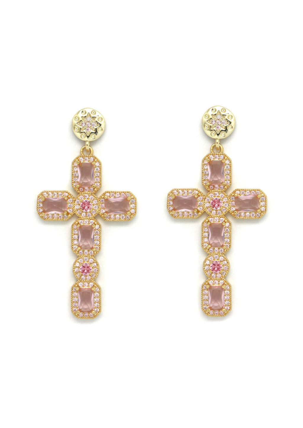 boucles d'oreilles croix strass