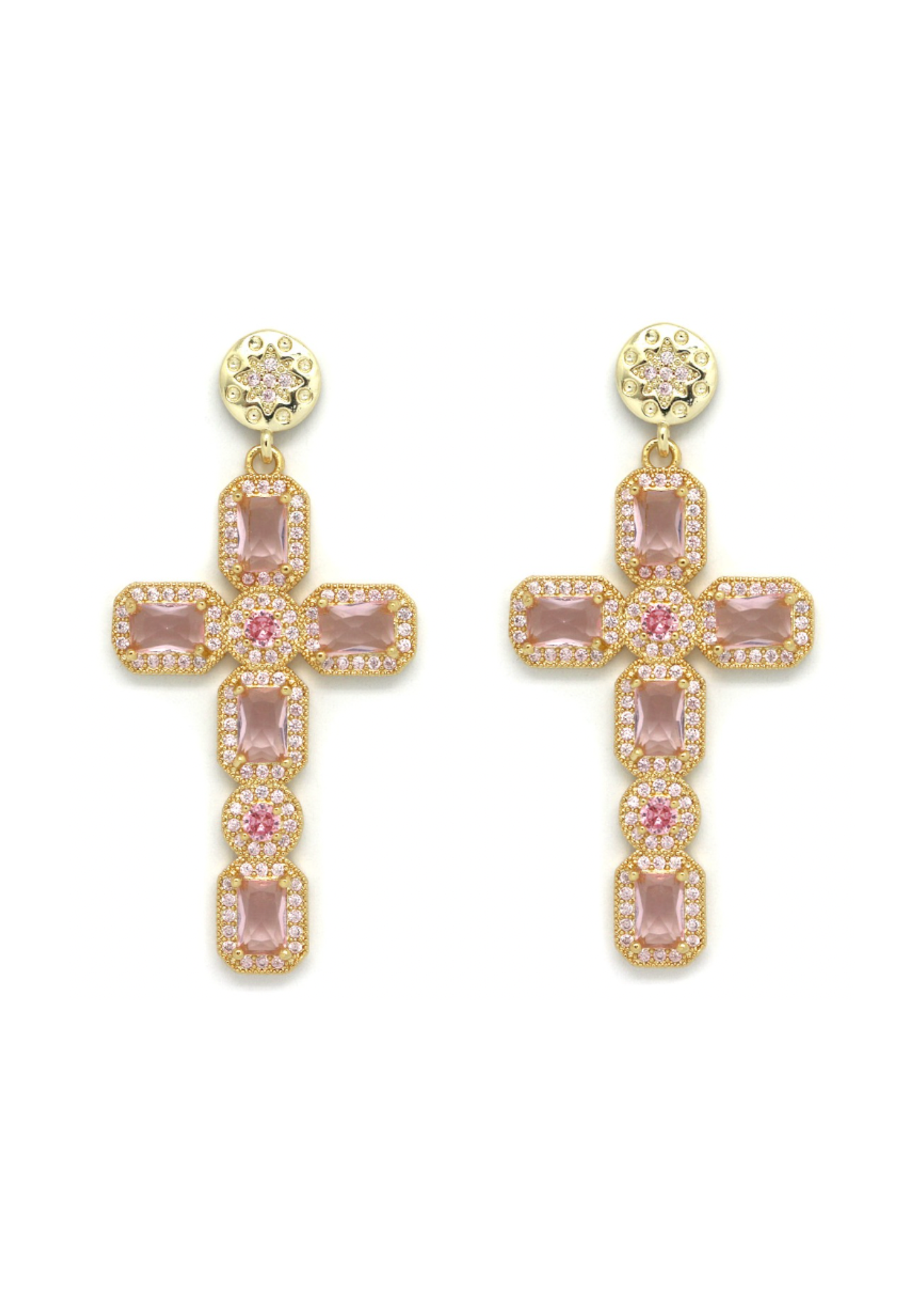 boucles d'oreilles croix strass