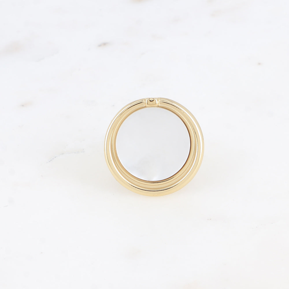 Bague large - pierre naturelle ronde