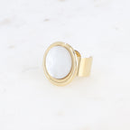 Bague large - pierre naturelle ronde
