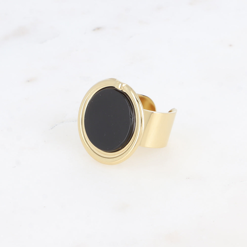 Bague large - pierre naturelle ronde