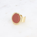 Bague large - pierre naturelle ronde