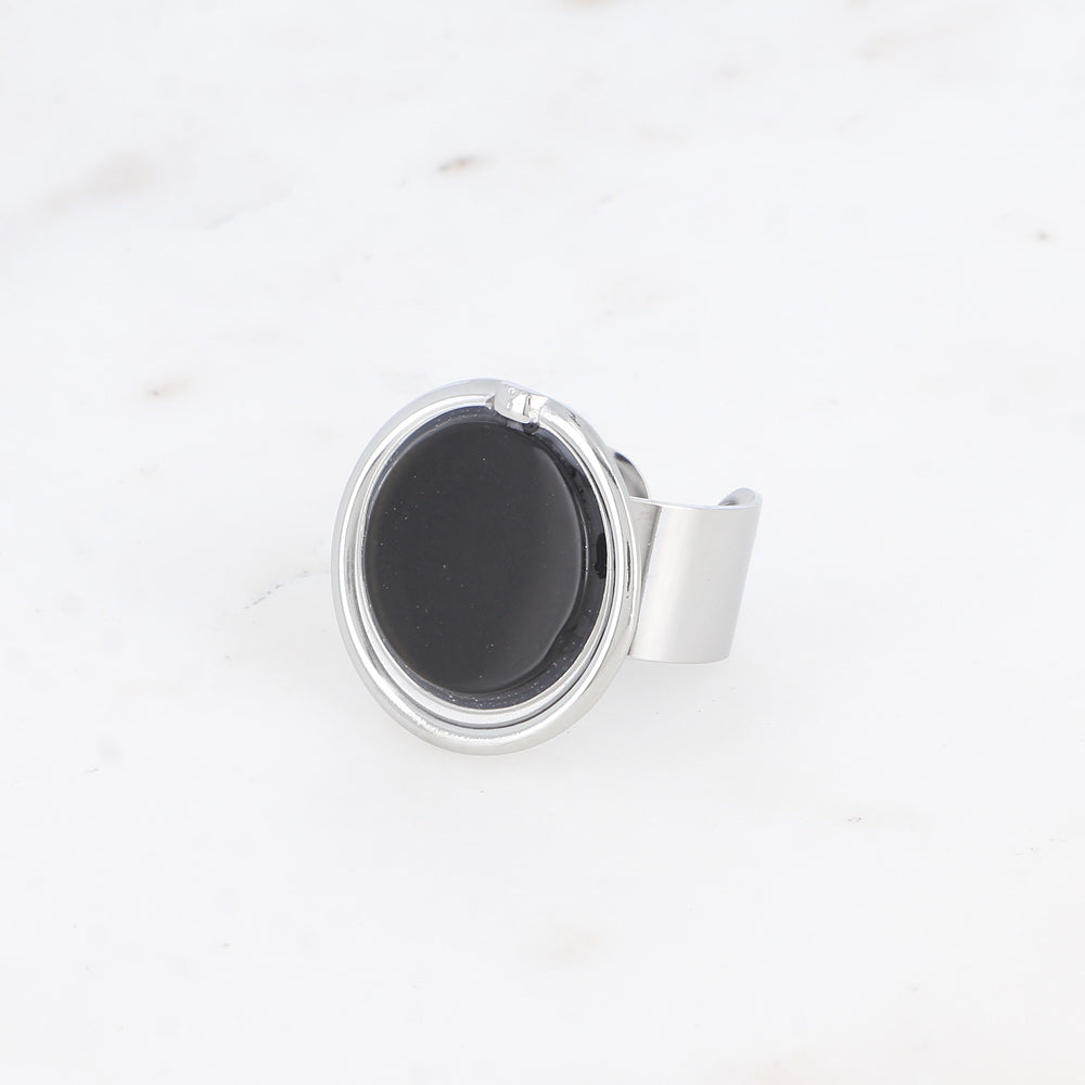 Bague large - pierre naturelle ronde