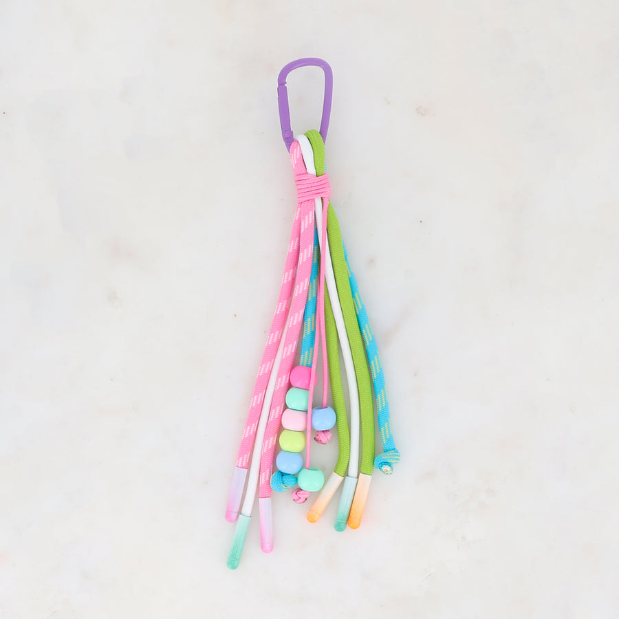 Porte-clé cordes tressées colorées & perles