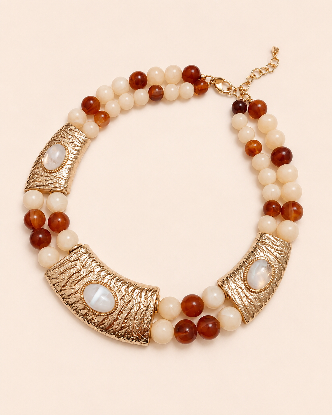 Collier plastron camel & doré