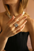 Anneau à foulard/ Bague Léopard argent, Automne N°26