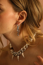 Paire de boucles d'oreilles Léopard asymétriques argentées
