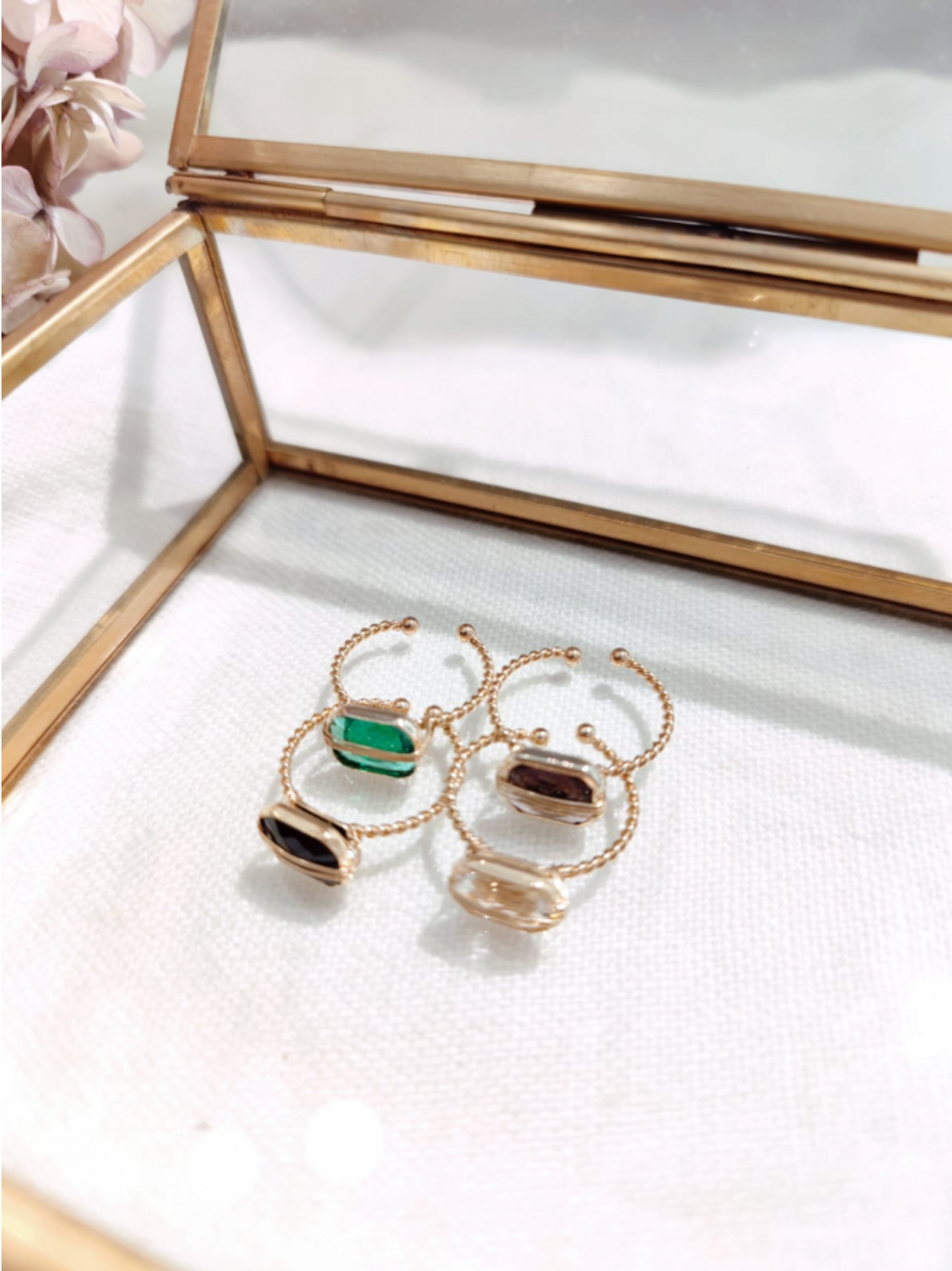 Bague rectangulaire strass