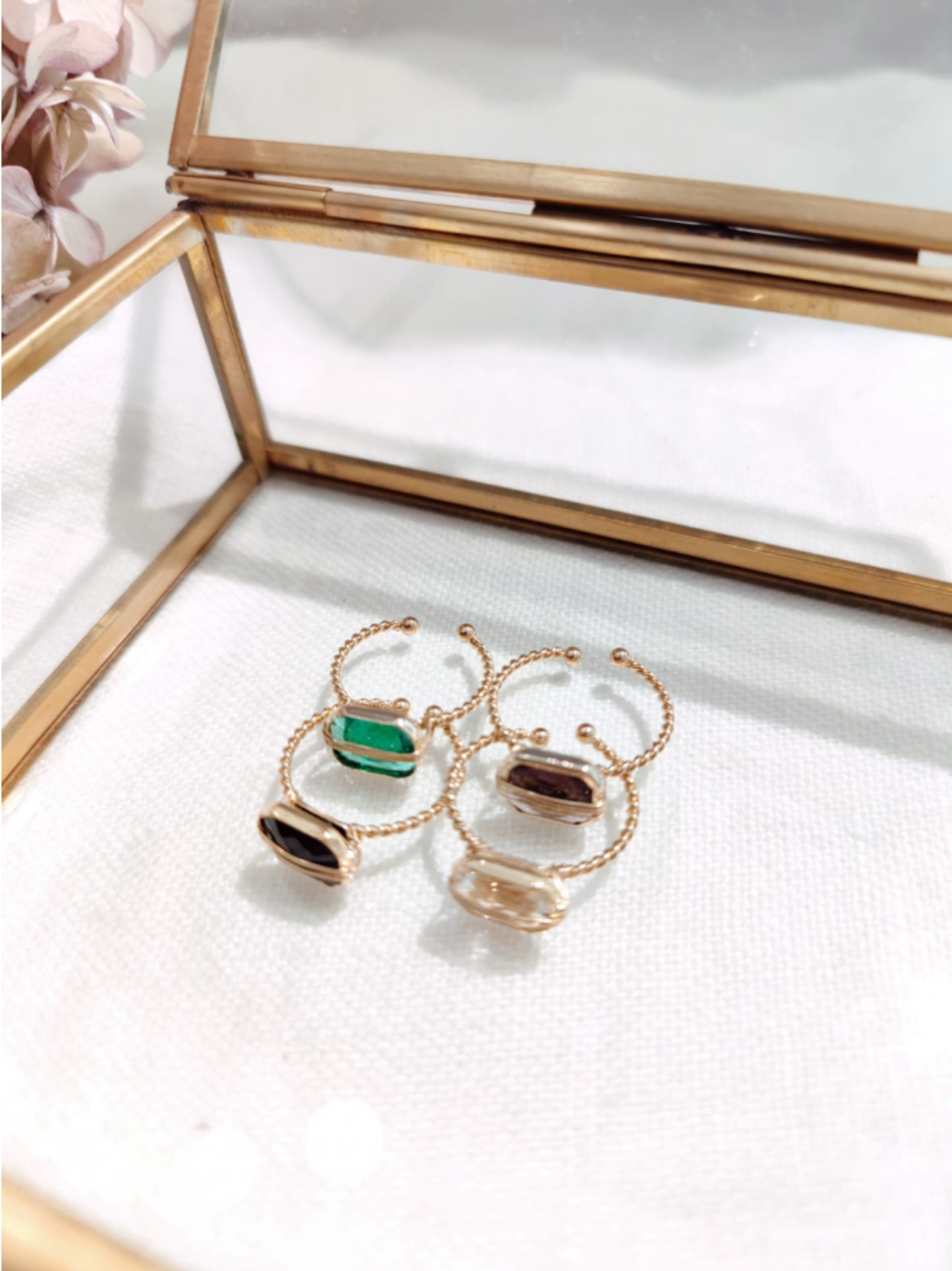 Bague rectangulaire strass