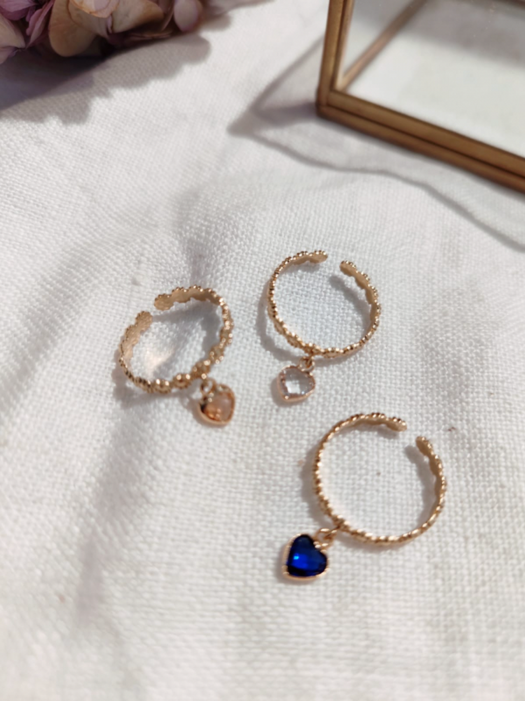 Bague pampille coeur strass
