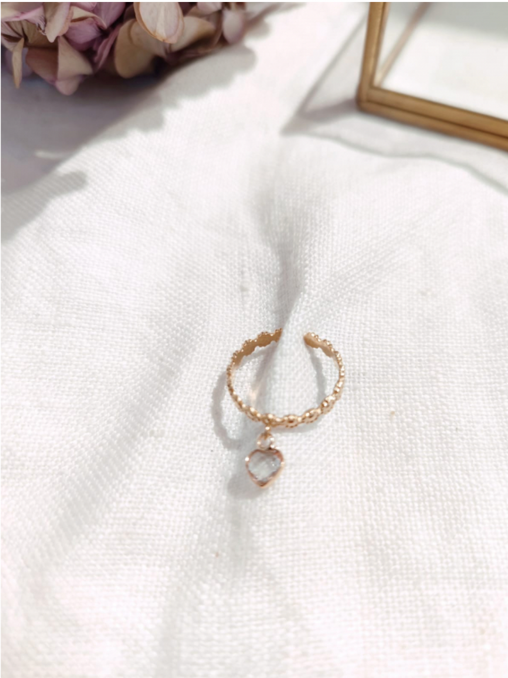 Bague pampille coeur strass
