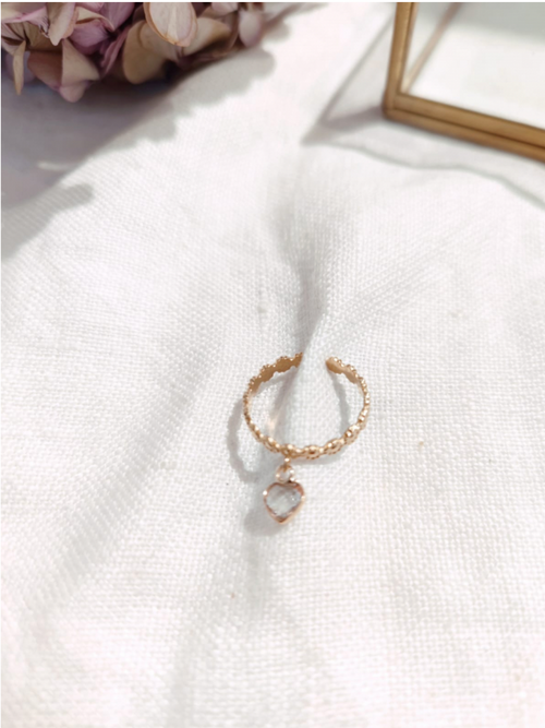 Bague pampille coeur strass