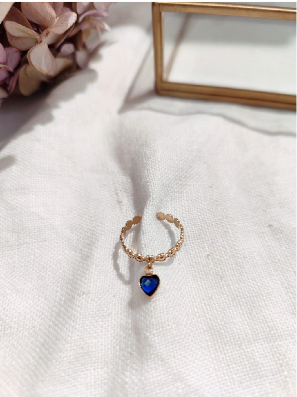 Bague pampille coeur strass