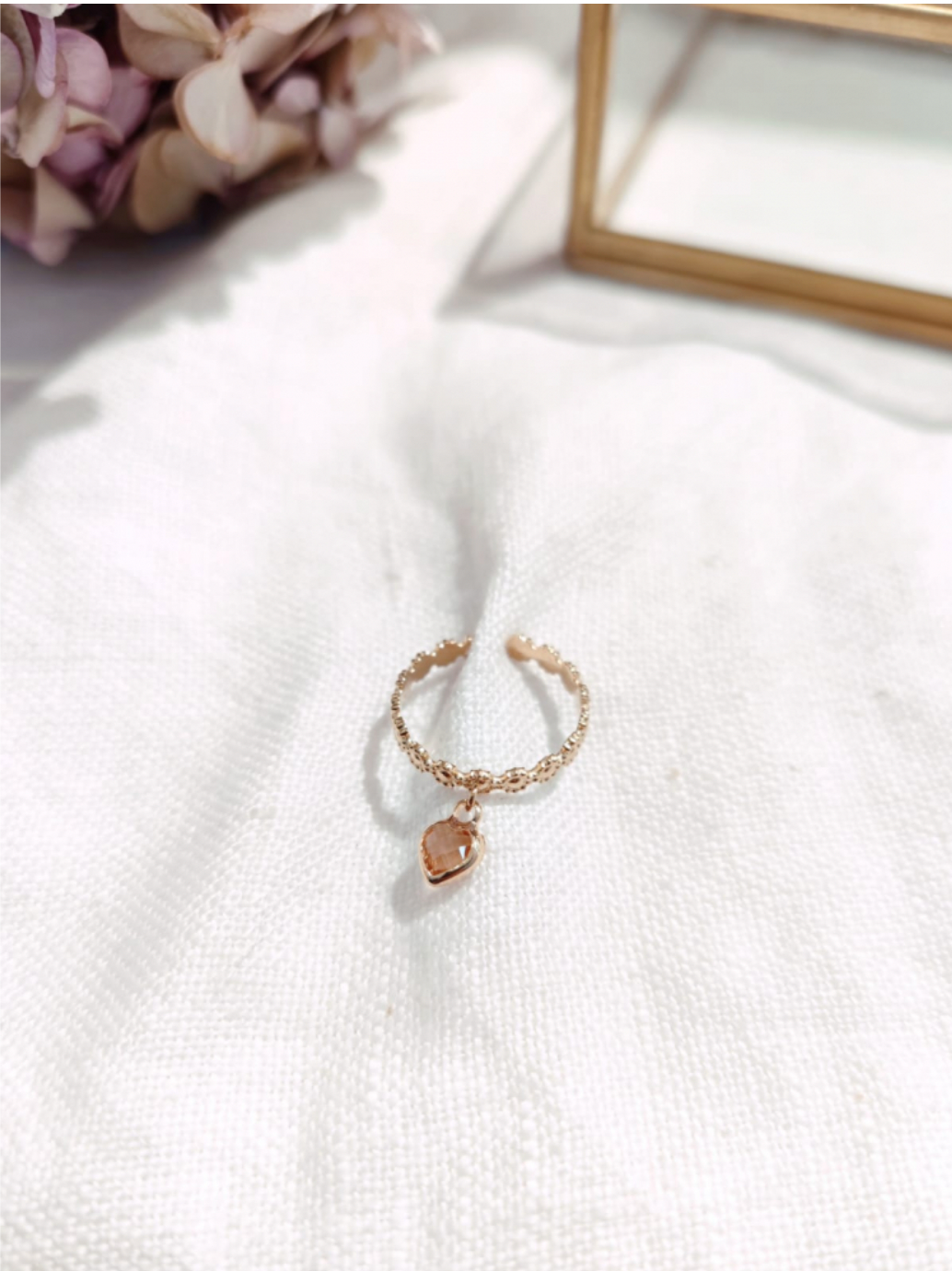 Bague pampille coeur strass