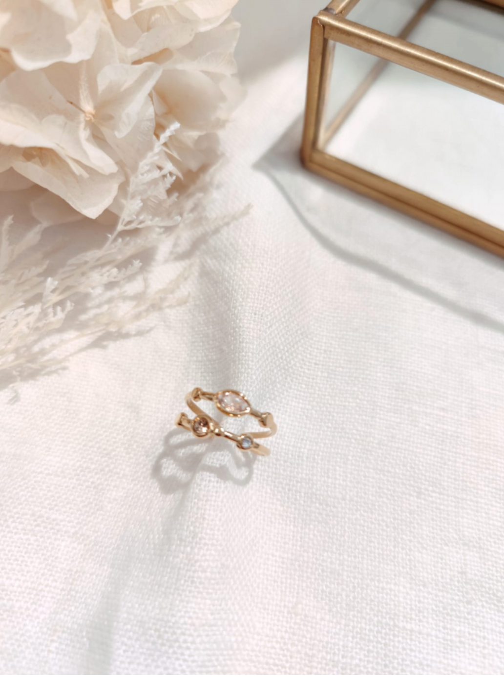 Bague deux rangs strass