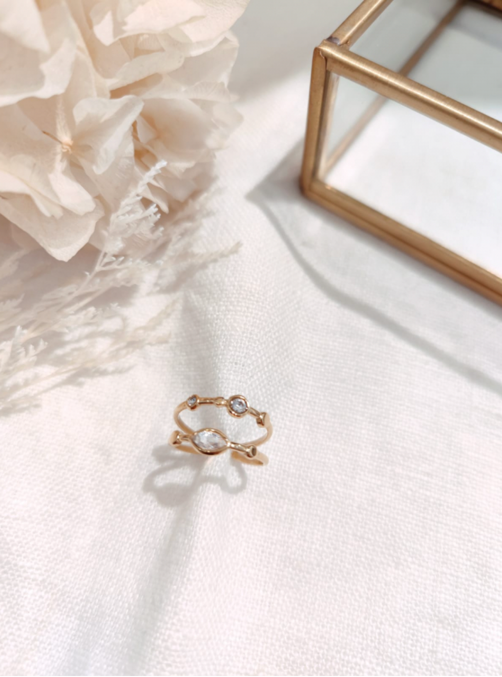Bague deux rangs strass