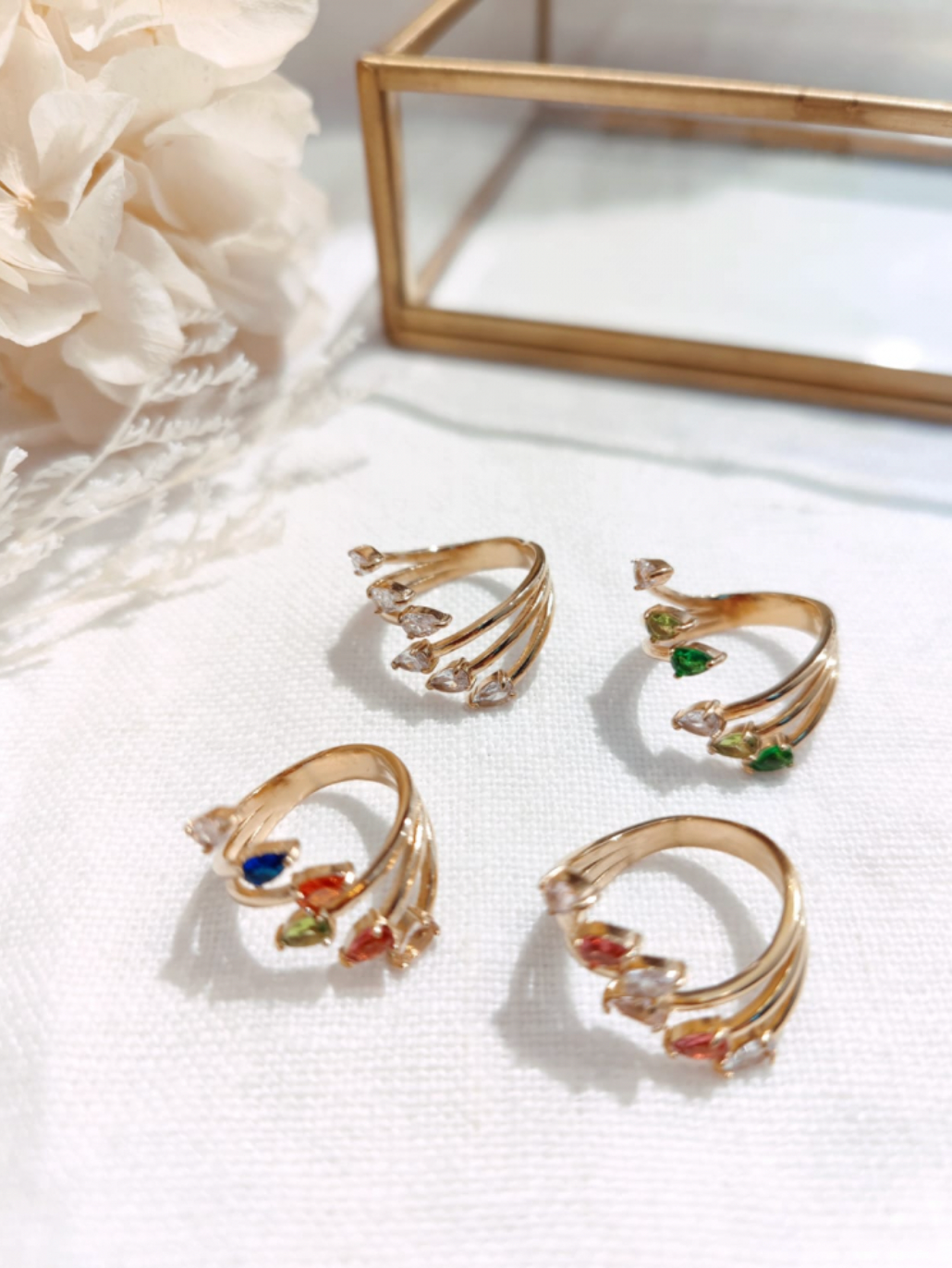 Bague Griffe strass multi