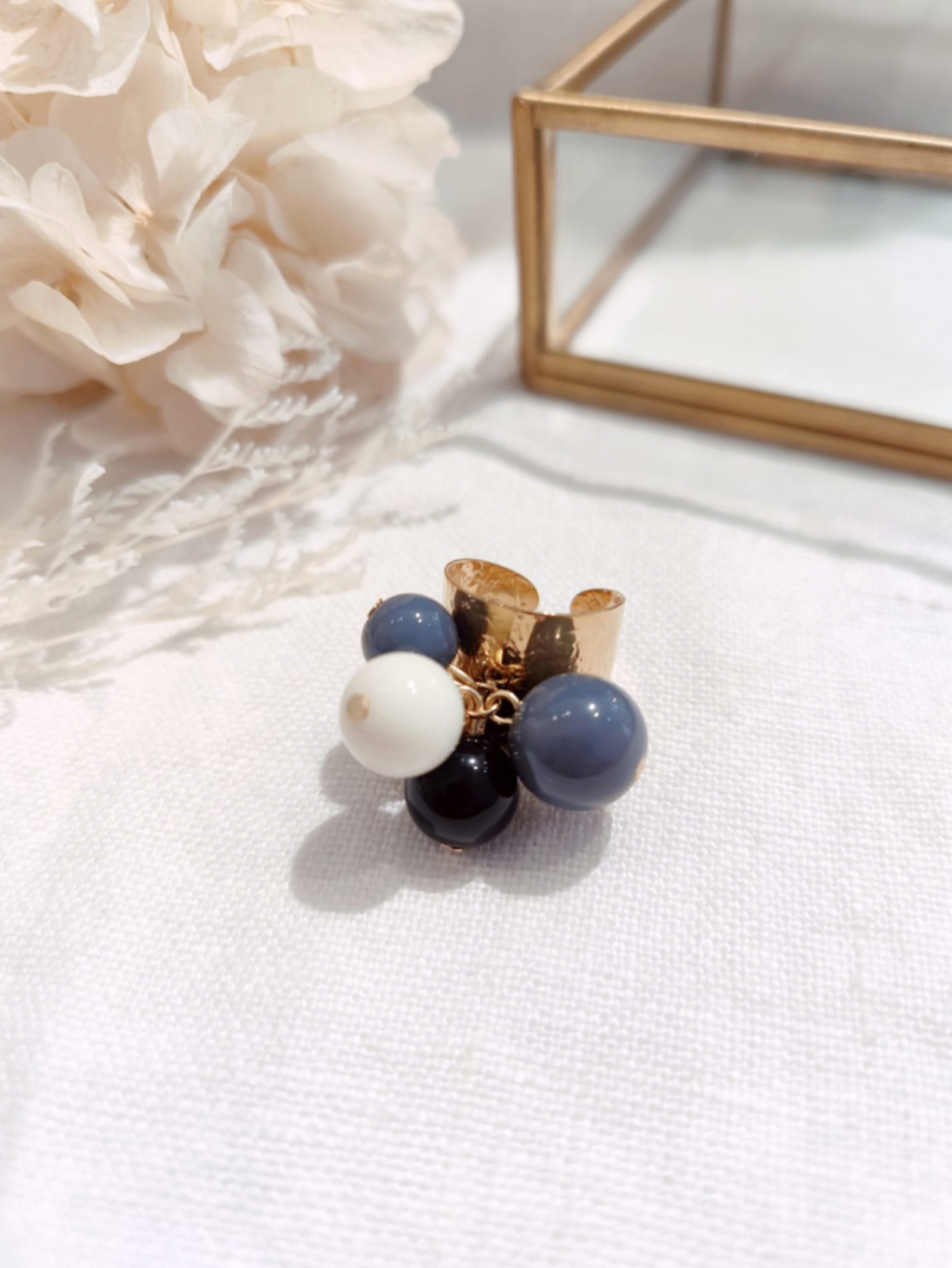 Bague Multi perles résine colorées