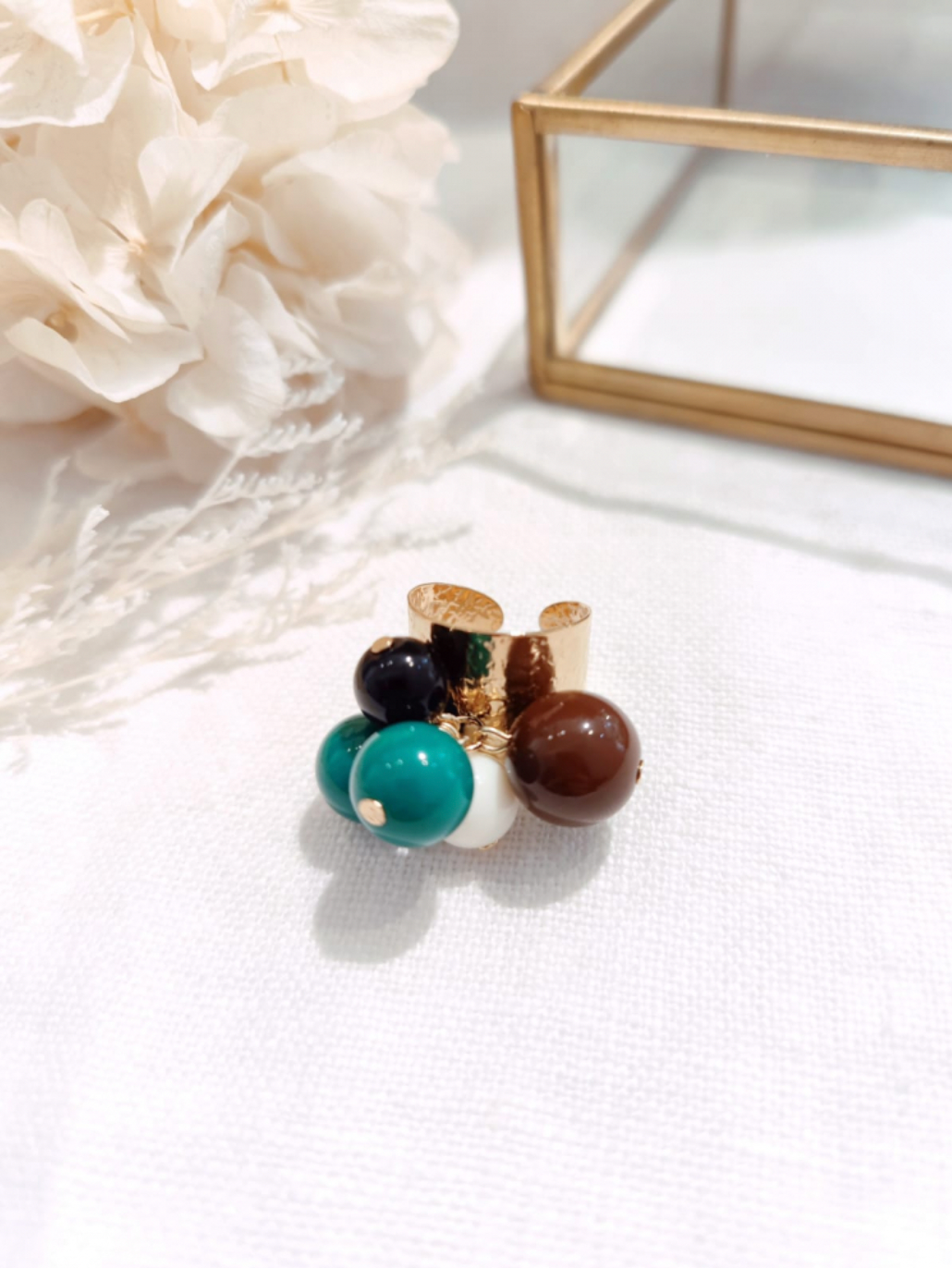 Bague Multi perles résine colorées