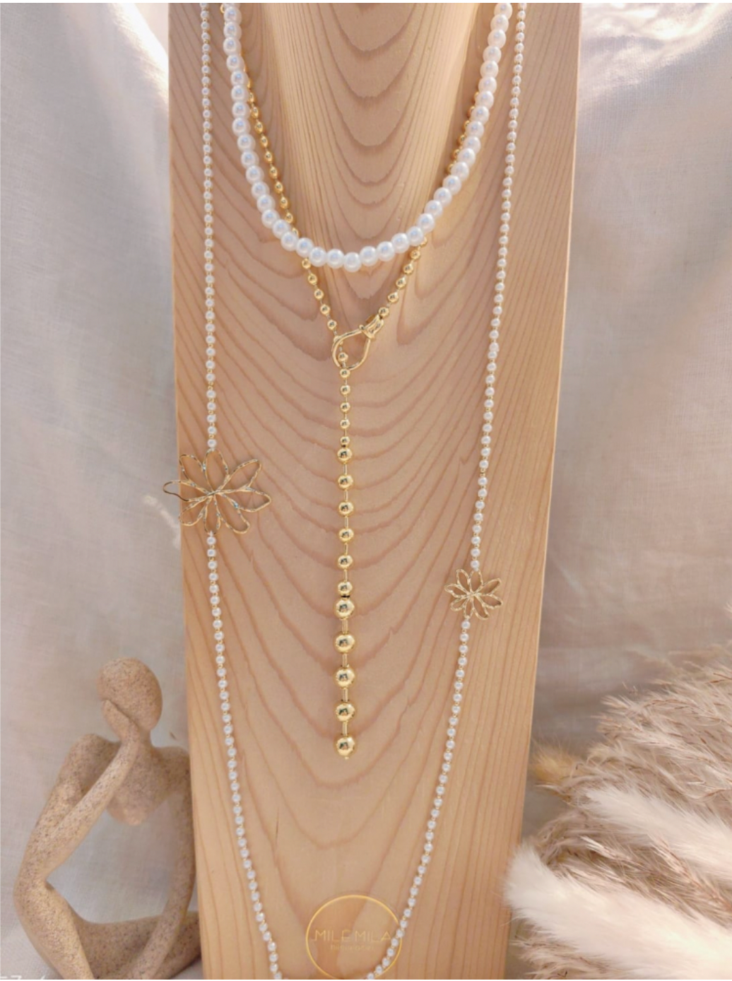 Collier Maille boules dorées