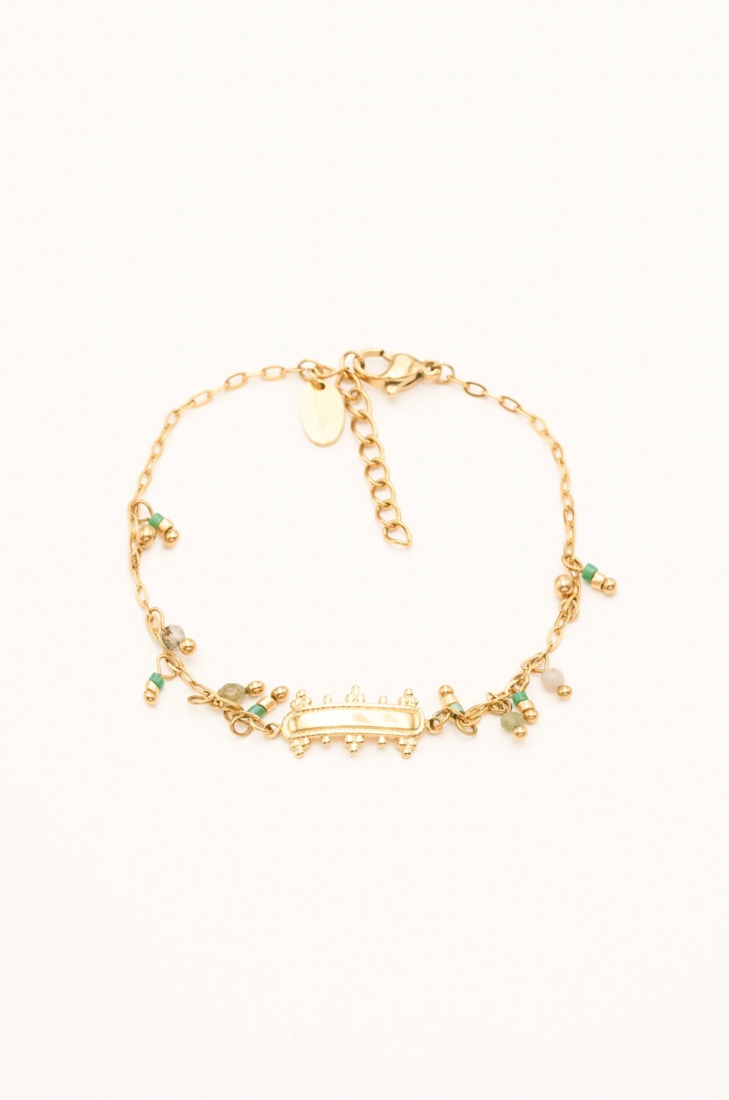 bracelet pierres naturelles pendantes et barre