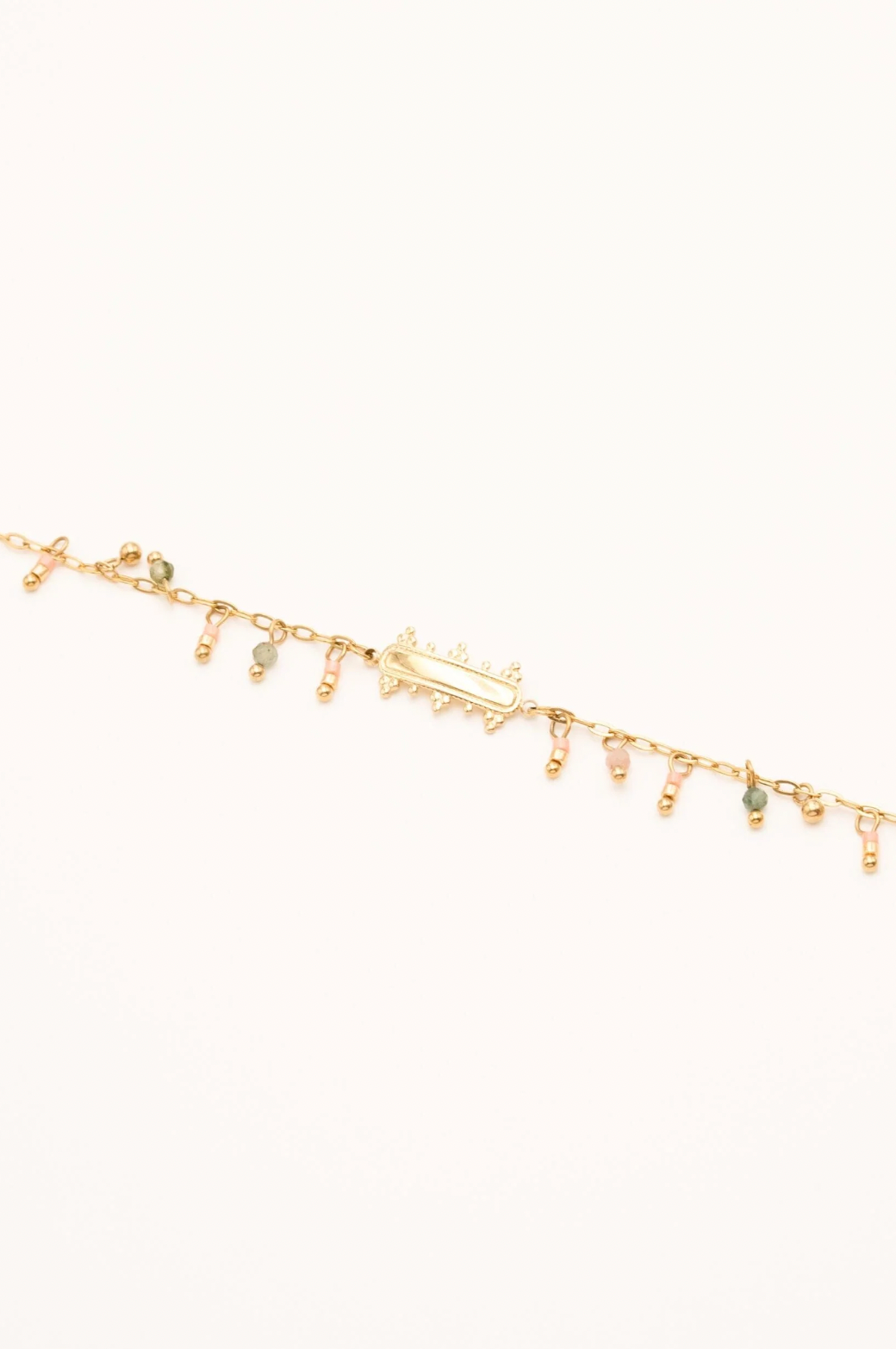 bracelet pierres naturelles pendantes et barre