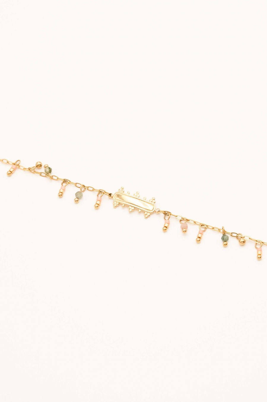 bracelet pierres naturelles pendantes et barre