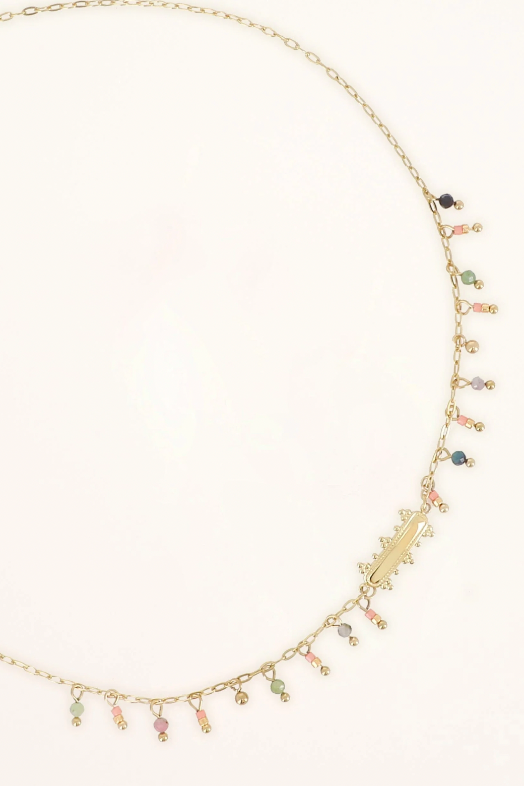 collier pierres naturelles pendantes et barre