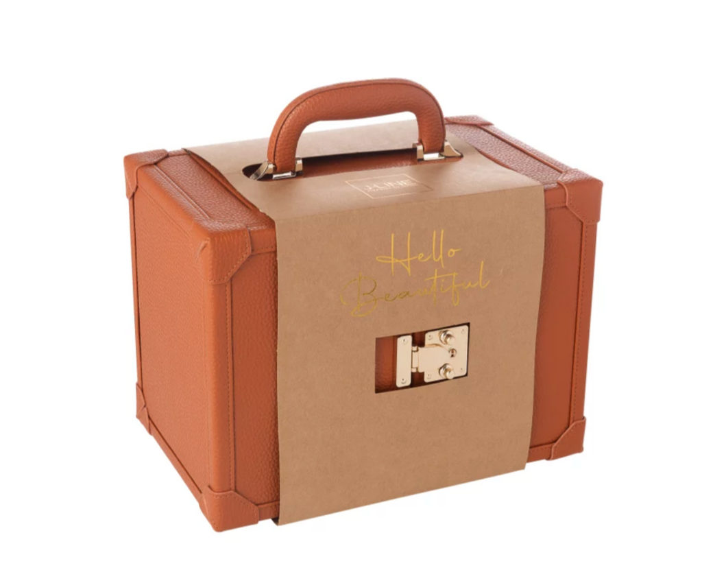 Mallette à Bijoux Avec Anse simili Cuir Cognac