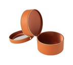 Boite Pour Cosmétiques Rond+Miroir SimiliCuir Cognac