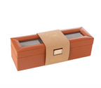 Coffret à montres 6 compartiments – Simili cuir cognac
