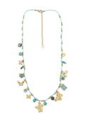 COLLIER FIL PAMPILLES DOUBLE PAPILLONS BLEU