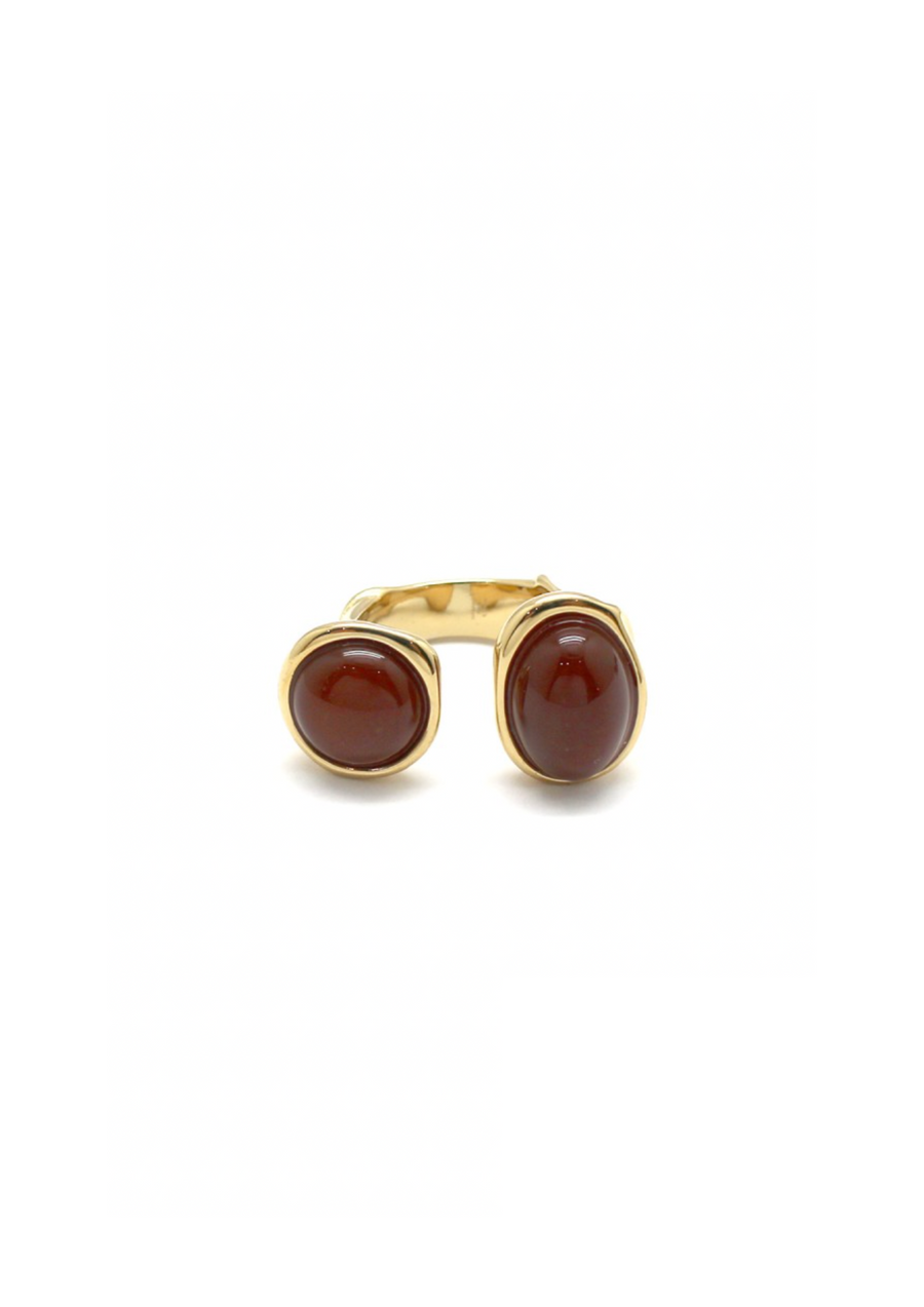 Bague ouverte agate rouge rond ovale