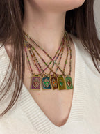 Collier plaque colorés coeur 