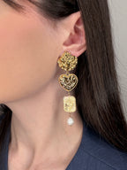 Boucle d'oreille coeur dorée