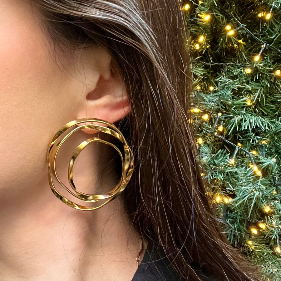 Boucles d’oreilles Ilona Double anneaux irréguliers