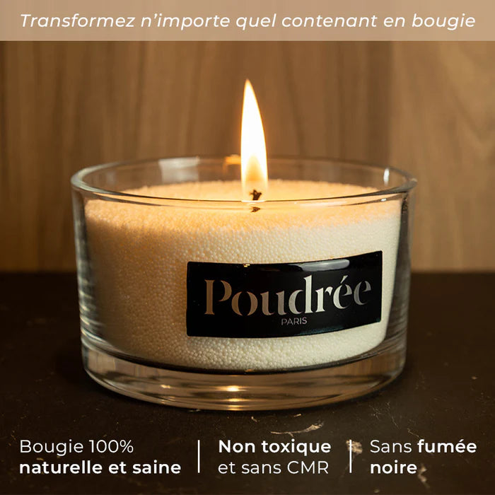 Poudrée : Bougie en perles de cire parfumées - FLORA - Cèdre Marin