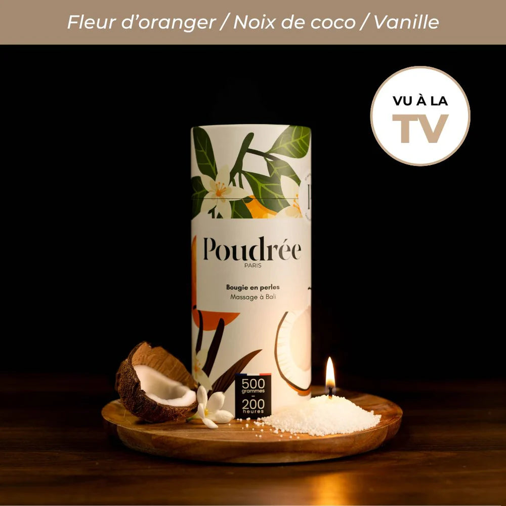 Poudrée : Bougie en perles de cire parfumées - Massage à Bali