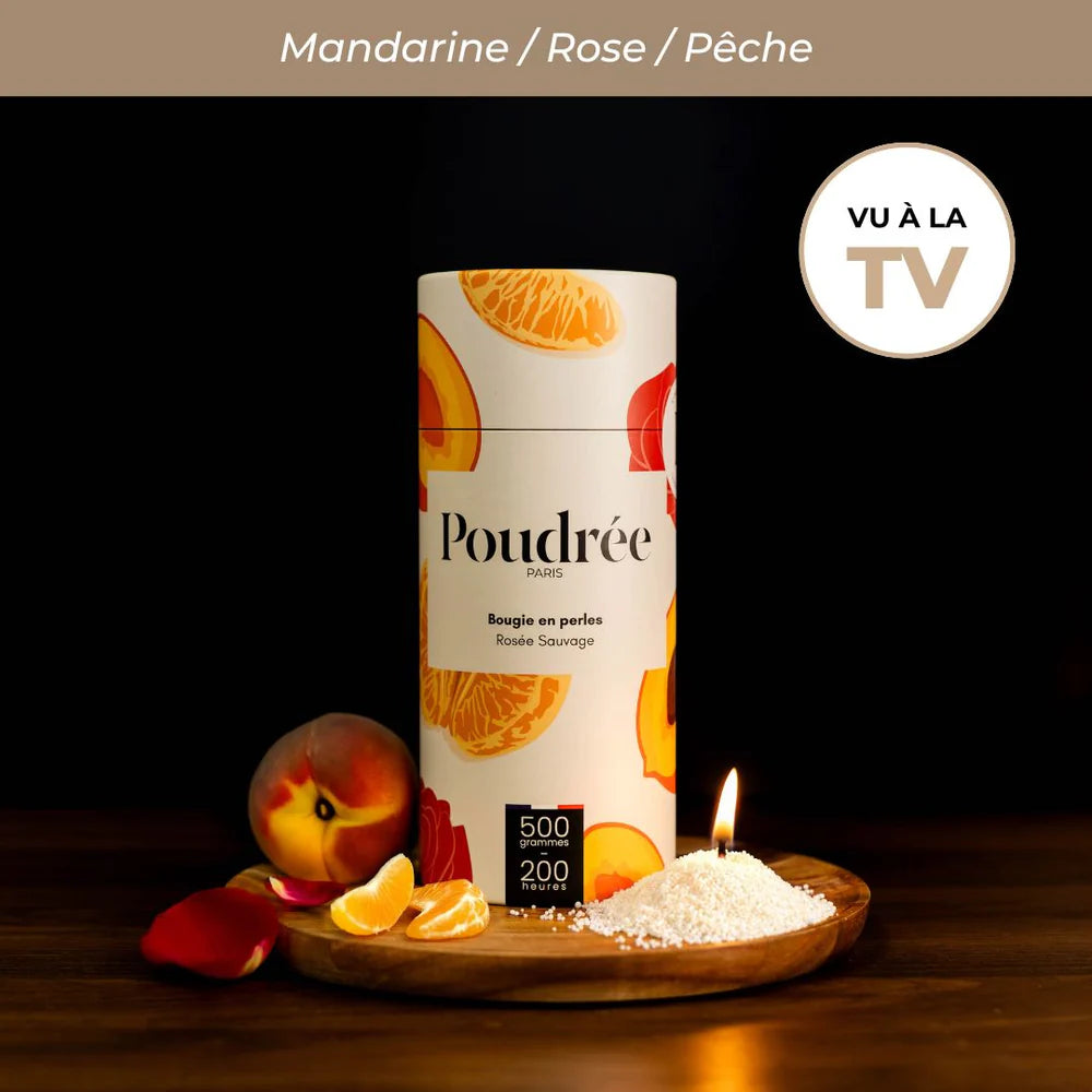 Poudrée : Bougie en perles de cire parfumées - Rosée Sauvage