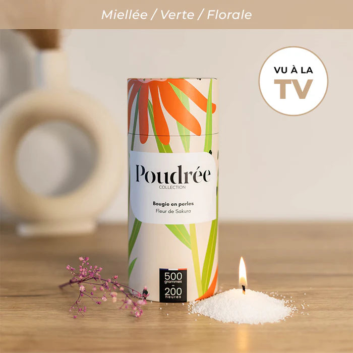 Poudrée : Bougie en perles de cire parfumées - FLORA - Fleur de Sakura